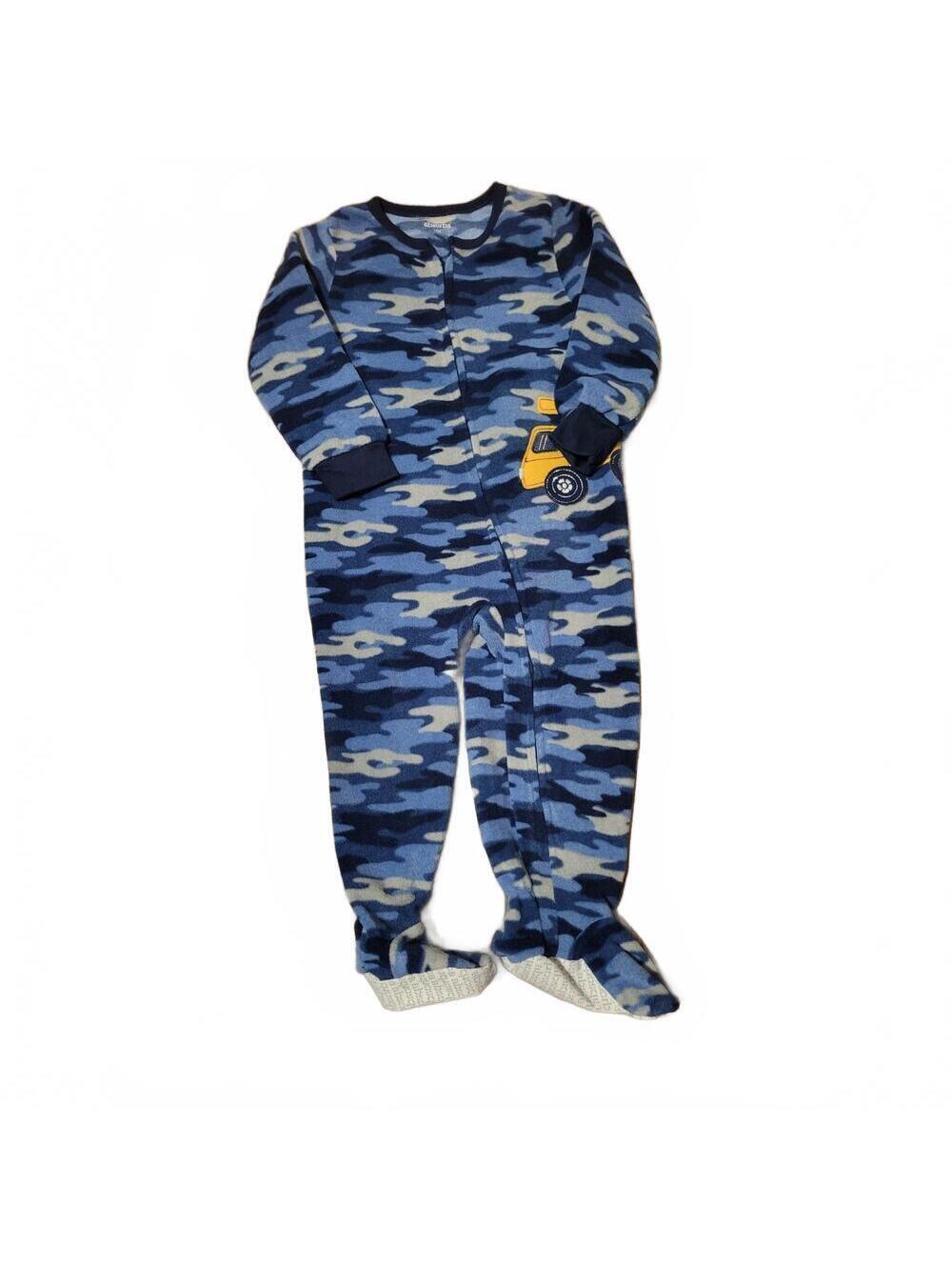 NWOT Baby Boy Blue Camo Dump truck Fleece Footie PJ Size 18m